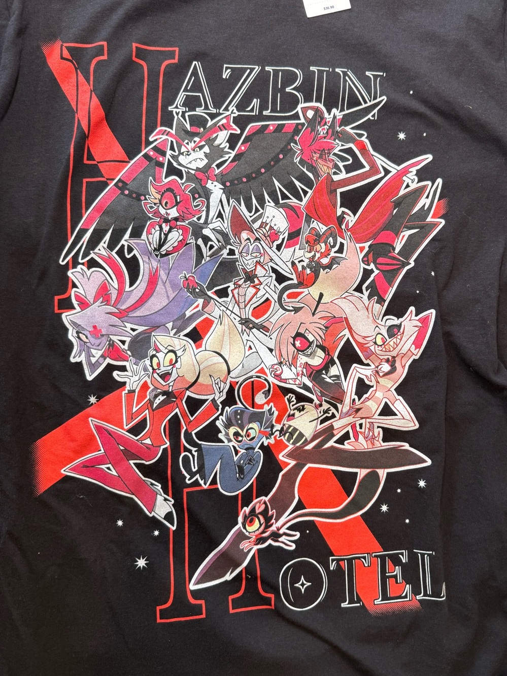 Hot Topic Hazbin Hotel Layered Graphic Tee Black Red Long Sleeve NWT M Cartoon - Picture 2 of 13